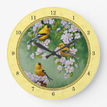 Gulten Goldfinch Birds & Apple Blommars
