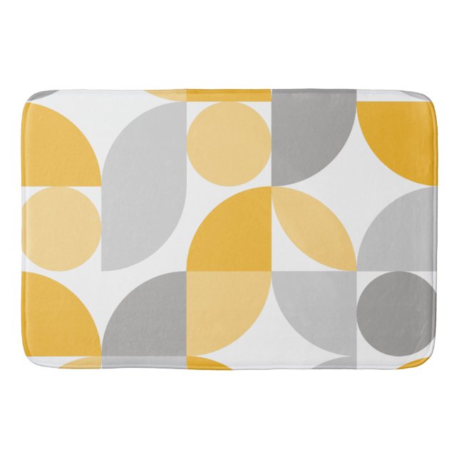 Gulten Grått Mid Century Modern Geometric Abstrakt Badrumsmatta (Framsidan)