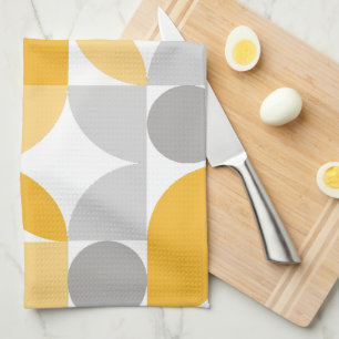 Gulten Grått Mid Century Modern Geometric Abstrakt Kökshandduk