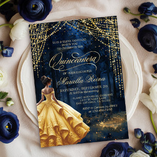 Gulten Guld Quinceañera Inbjudningar