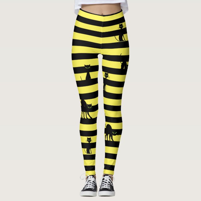 Gulten Halloween Black Cat & Rand Leggings (Framsida)