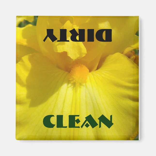 Gulten Iris Flowers Clean Dirty Dishwasher magnet  (Framsidan)