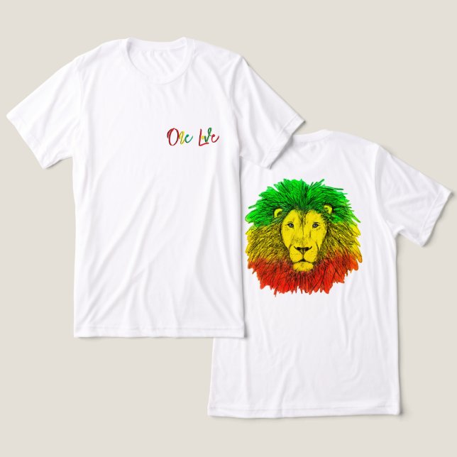 gulten Jamaica, lejon grönt, en kärlek T Shirt (Design fram och bak)
