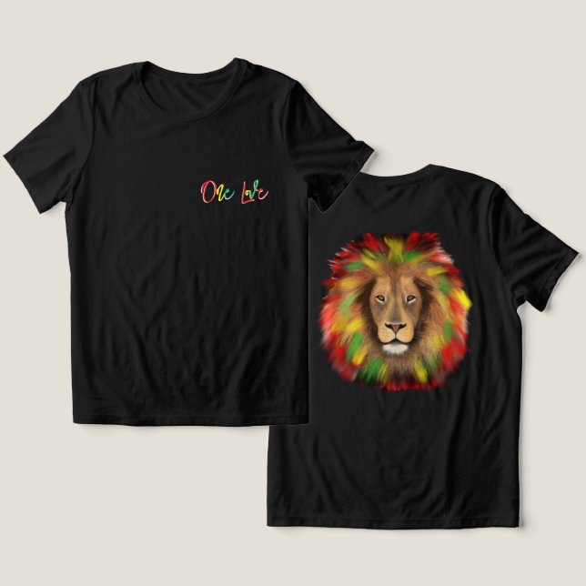 gulten Jamaica, lejon grönt, en kärlek T Shirt (Design fram och bak)
