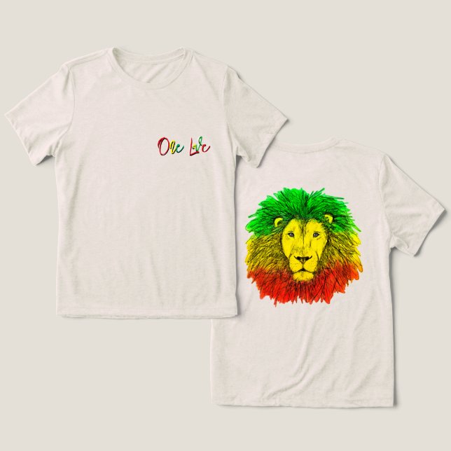 gulten Jamaica, lejon grönt, en kärlek T Shirt (Design fram och bak)