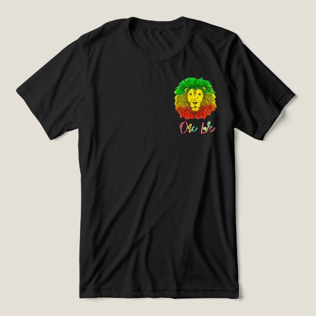 gulten Jamaica, lejon grönt, en kärlek T Shirt (Design Framsida)