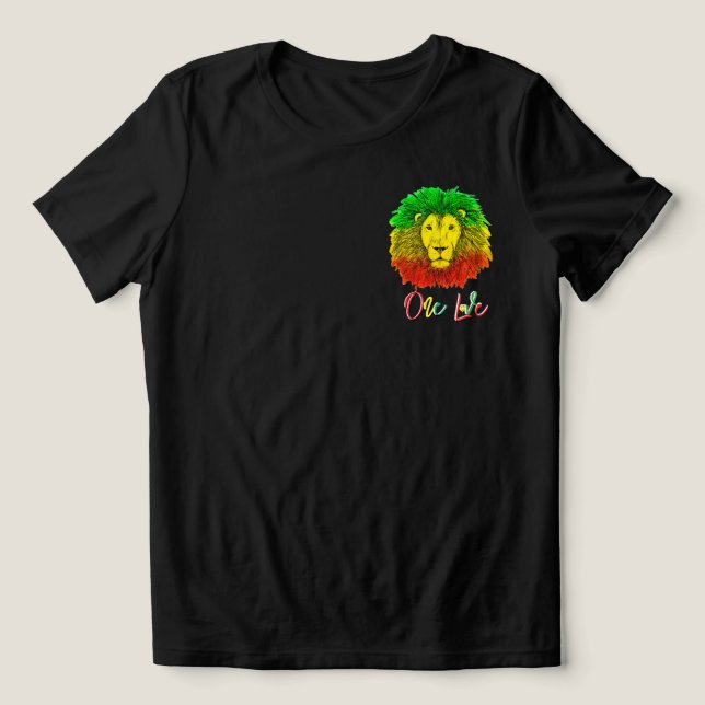 gulten Jamaica, lejon grönt, en kärlek T Shirt (Design Framsida)