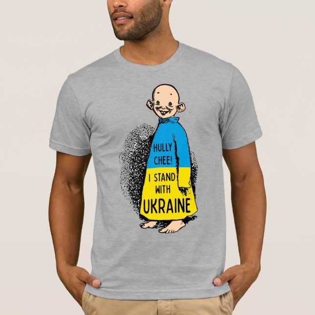 Gulten Kid står med Ukraina T-Shirt (Framsida)