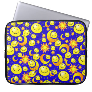 Gulten Laptop sleeve Måne Orange Stars Blue