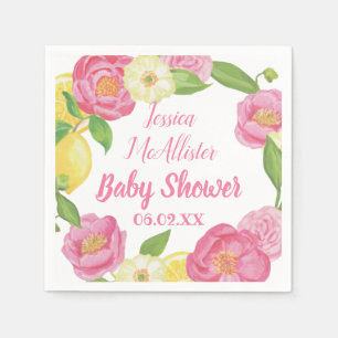 Gulten Lemon Baby Shower för andningsflicka Rosa r Pappersservett