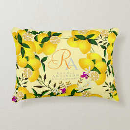 Gulten Lemon Monogram Prydnadskudde