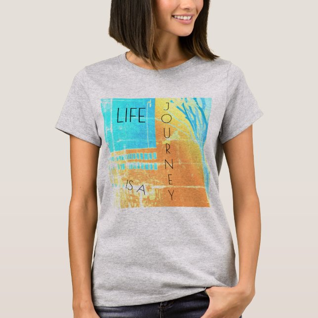 gulten "Life is A Journey" i Guld Aqua T Shirt (Framsida)