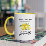 Gulten Limoncello för pensel-skript, vattenfärgsle Mugg<br><div class="desc">Moderna vattenfärgsleemon för penselskript när du limpar Ge gör Limoncello Mugg</div>