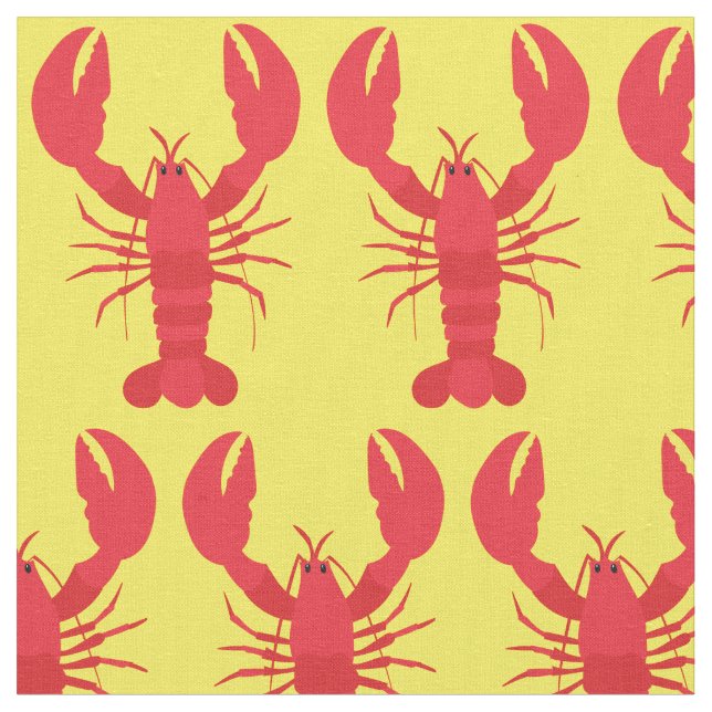 Gulten Lobster Print Fabric Tyg (Närbild)