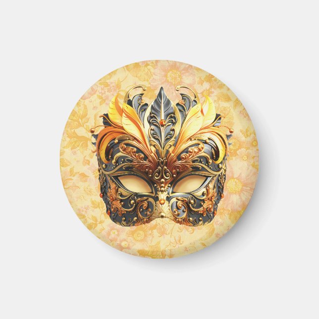 Gulten luddmask på Blommönstret Magnet (Framsidan)