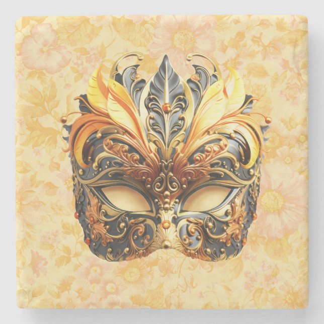 Gulten luddmask på Blommönstret Stenunderlägg (Framsidan)