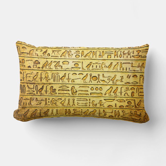 Gulten Lumbar Pillow i den antika egyptiska Hierog Lumbarkudde (Framsida)