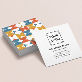 Gulten MID CENTURY logotyp för geometrisk blå oran Fyrkantigt Visitkort