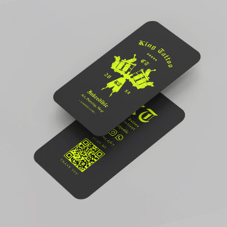 Gulten Modern Tattoo Artist Monogram Black Neon Visitkort