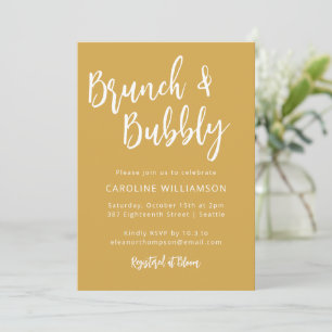 Gulten Modern Trendig Script Brunch Bubly Shower Inbjudningar