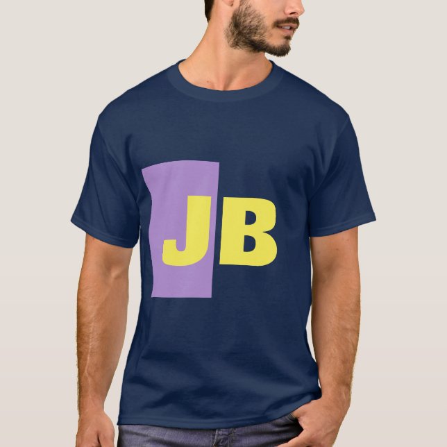 Gulten Monogram Indigo i marinblått Brev T Shirt (Framsida)