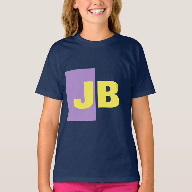 Gulten Monogram Indigo i marinblått Brev T Shirt (Framsida)