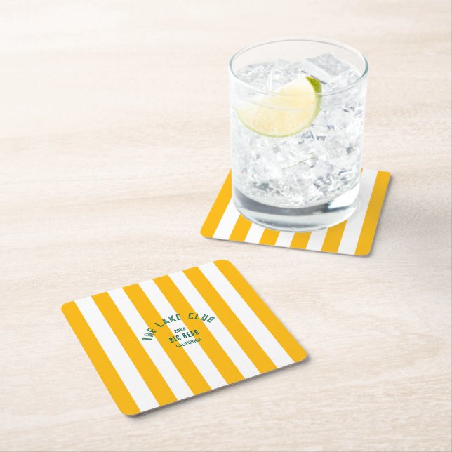 Gulten Nautical Rand i Anpassningsbarna Sjö Klubb  Underlägg Papper Kvadrat (Insitu)