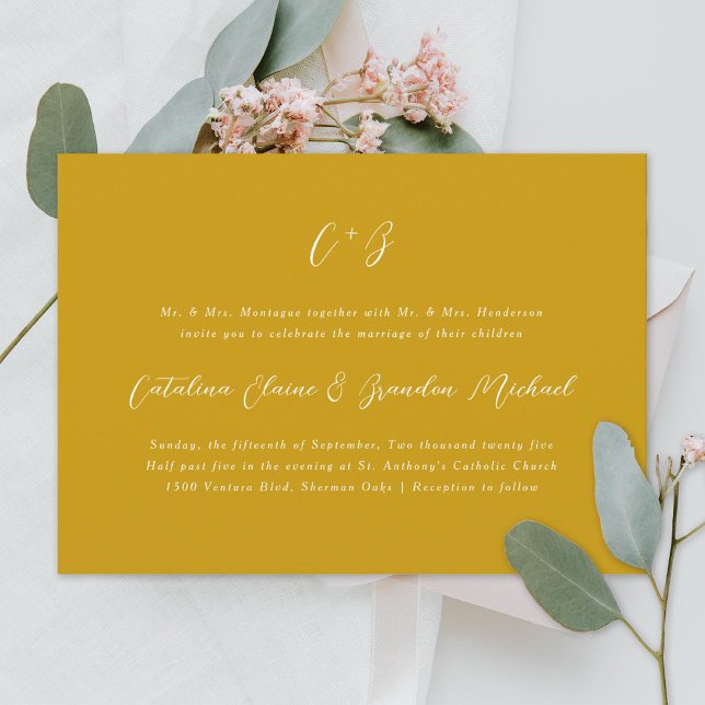 Gulten New Elegance Calligraphy Monogram Namn Inbjudningar (Skapare uppladdad)