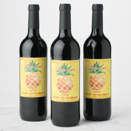 Gulten om ananas Bröllop välkommen Monogram Vinflaska Etikett