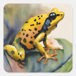 Gulten Poison Dart Frog Watercolor Fyrkantigt Klistermärke