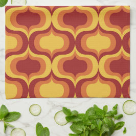 Gulten Red Ogee Mönster i Orangen Retro  i mitten  Kökshandduk