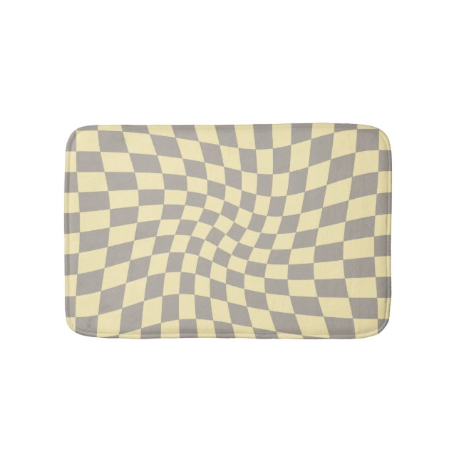 Gulten Retro Grått Checkated Warpe Checkerboard Badrumsmatta (Framsidan)