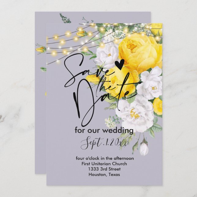 Gulten Rustic ljus sparar datumet Inbjudningar (Fram/baksida)