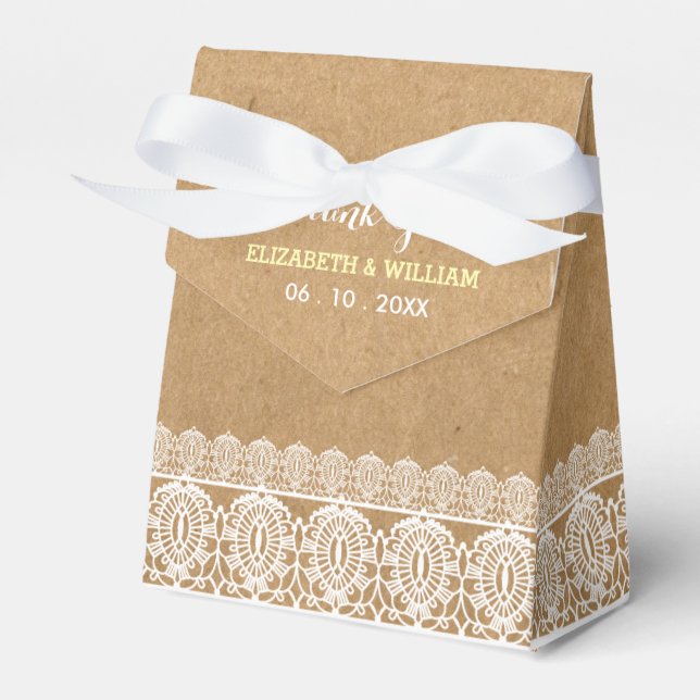 Gulten Rustic Snöre & Pappra Bröllop Tack Presentaskar (Framsidan Sidan)