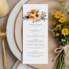 Gulten Rustic Solros Wildblomma Lila Bröllop Meny