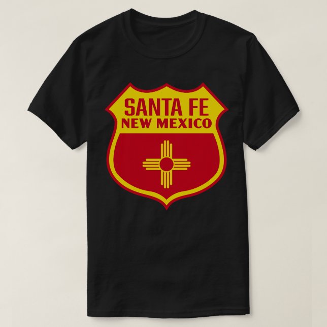 Gulten Santa Fe New mexico Retro Flagga Shield T Shirt (Design framsida)