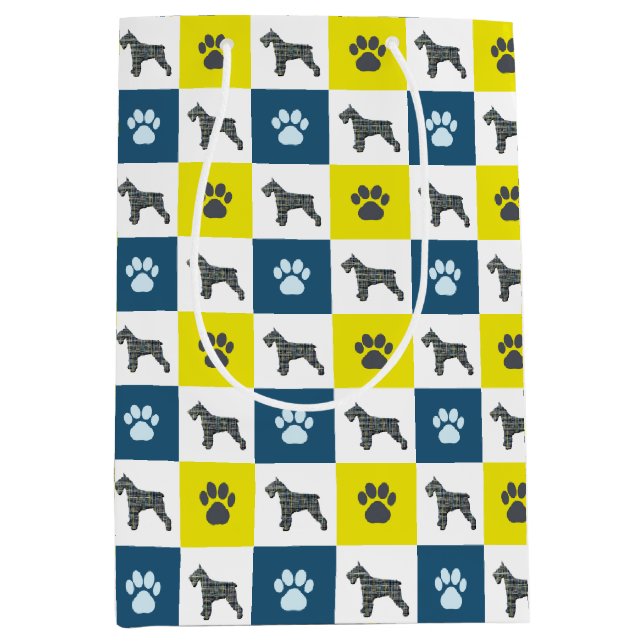 Gulten Schnauzer Hund & Paw Print Grid Silhouette (Framsidan)