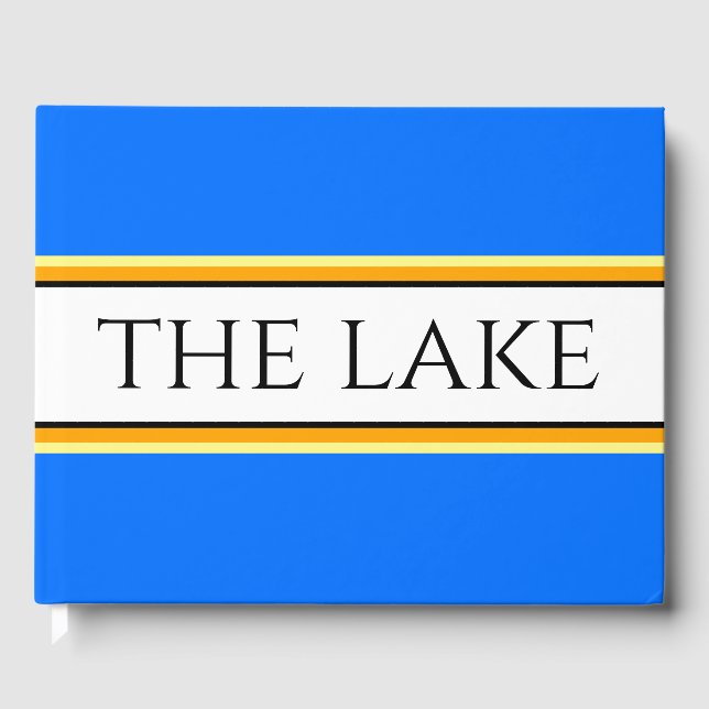 GULTEN SJÖ ljusblå Orange, vit Rand Gästböcker (Framsida)