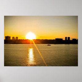 GULTEN SUNSET ÖVER HUDSON-FLODEN POSTER