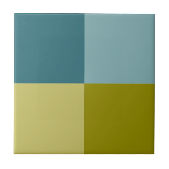 Gulten Teal Blue Guld Kakelplatta (Framsidan)
