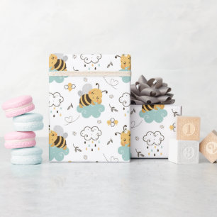 Gulten Teal Grått Baby Shower för matsmältningshon Presentpapper