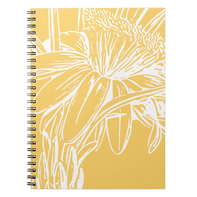 Gulten Teckning med minimal botanisk Blommigt Anteckningsbok (Framsidan)
