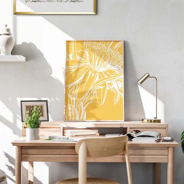 Gulten Teckning med minimal botanisk Blommigt Poster (Skapare uppladdad)