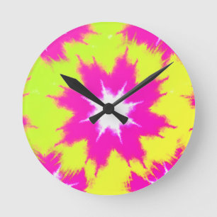 Gulten Tie Dye för den moderna Grönten Dazzle Ro Rund Klocka
