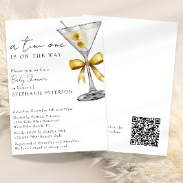 Gulten Tini One QR Chic Martini Baby Shower Inbjudningar
