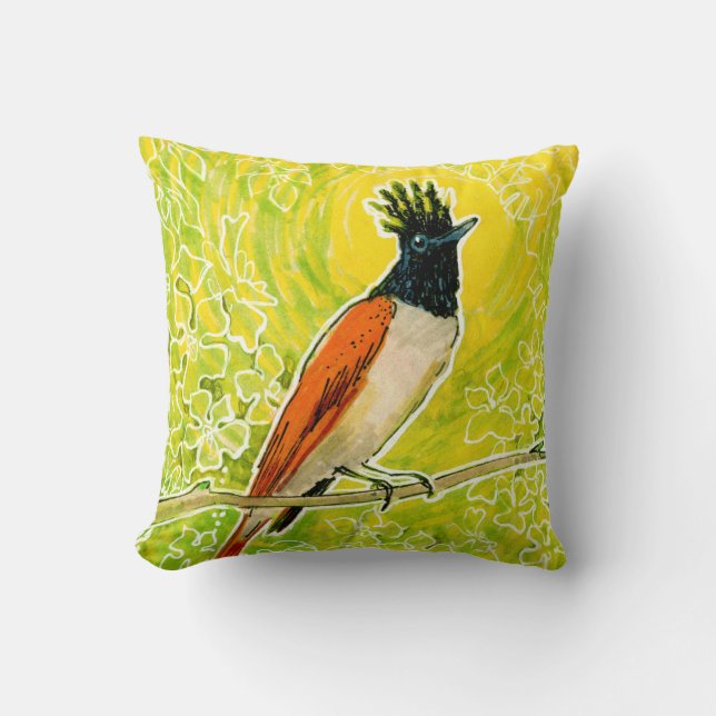 Gulten Tropical Bird  i den indiska paradise Flyca Kudde (Framsida)