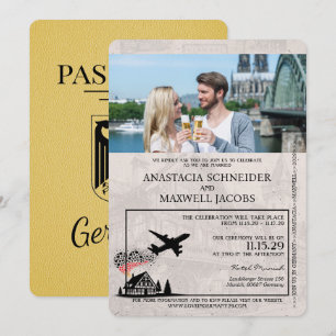 Gulten Tyskland inbjudan till Passport Wedding