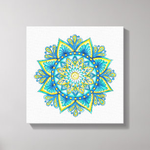 Gulten Vatercolor Mandala Blue Turcos Canvastryck