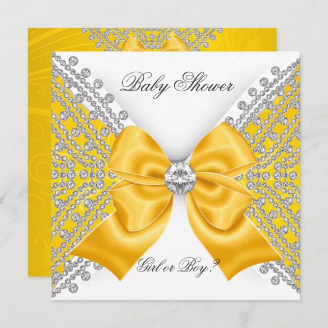 Gulten Visa Gender för babyvisning vit Inbjudningar (Fram/baksida)