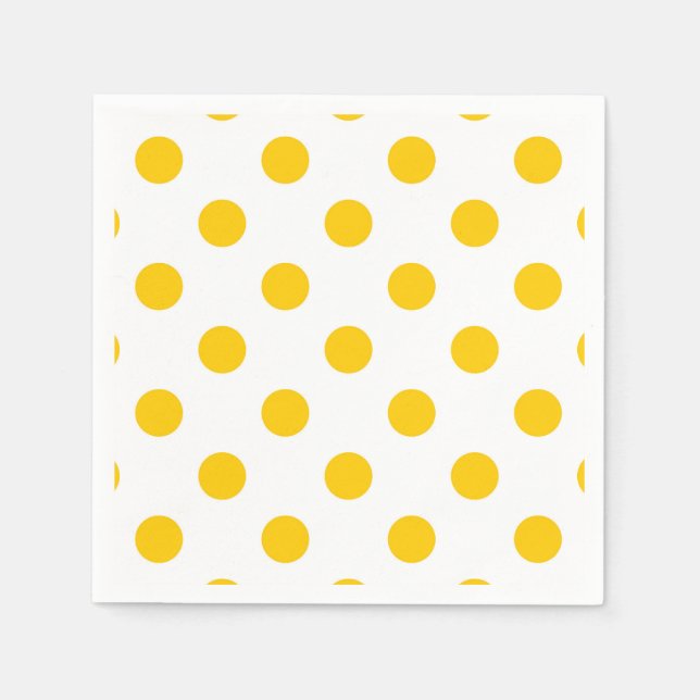 Gulten Vit bakgrund Polka dots Pappersservett (Framsidan)
